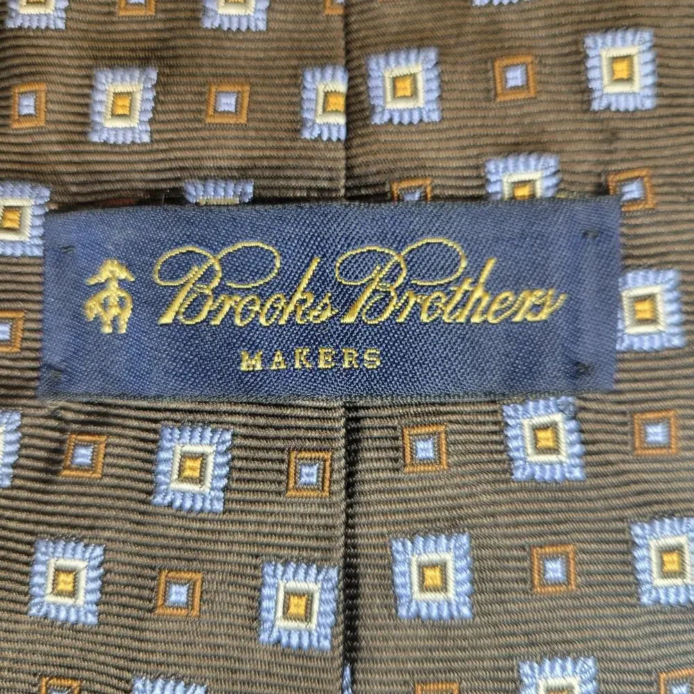 Brooks Brothers Makers Brown Geometric Silk Tie 60